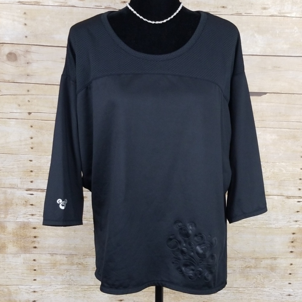 Disney Black Long Sleeve Women's Top with Subtle Mickey Design